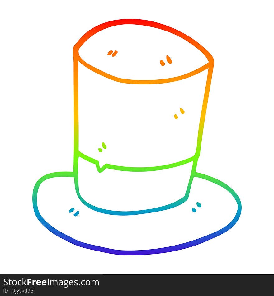 rainbow gradient line drawing cartoon top hat