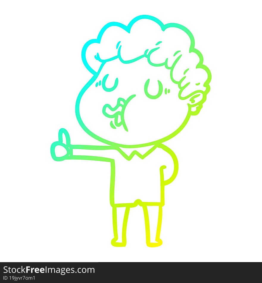 cold gradient line drawing cartoon man singing