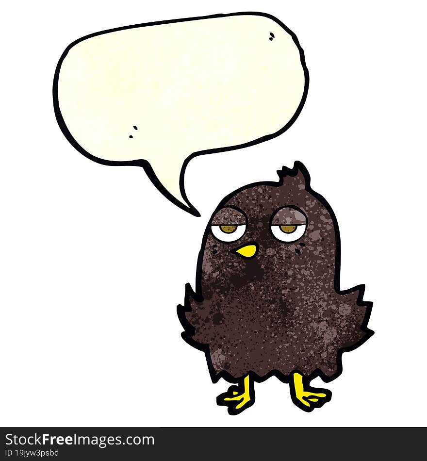 Cartoon Bored Bird With Thought Bubble