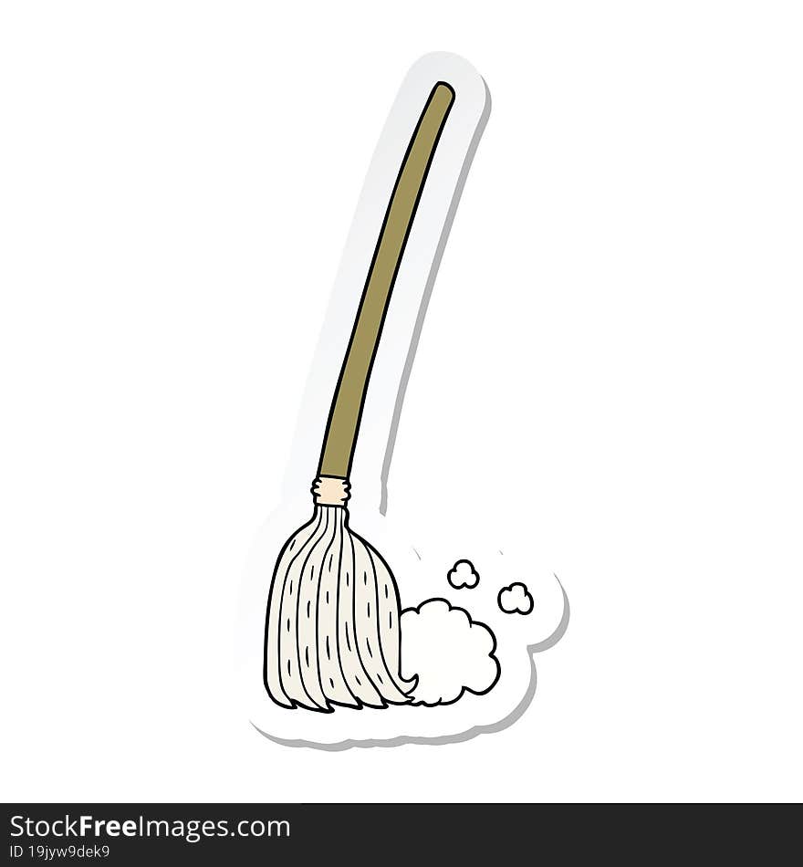 sticker of a cartoon broom sweeping