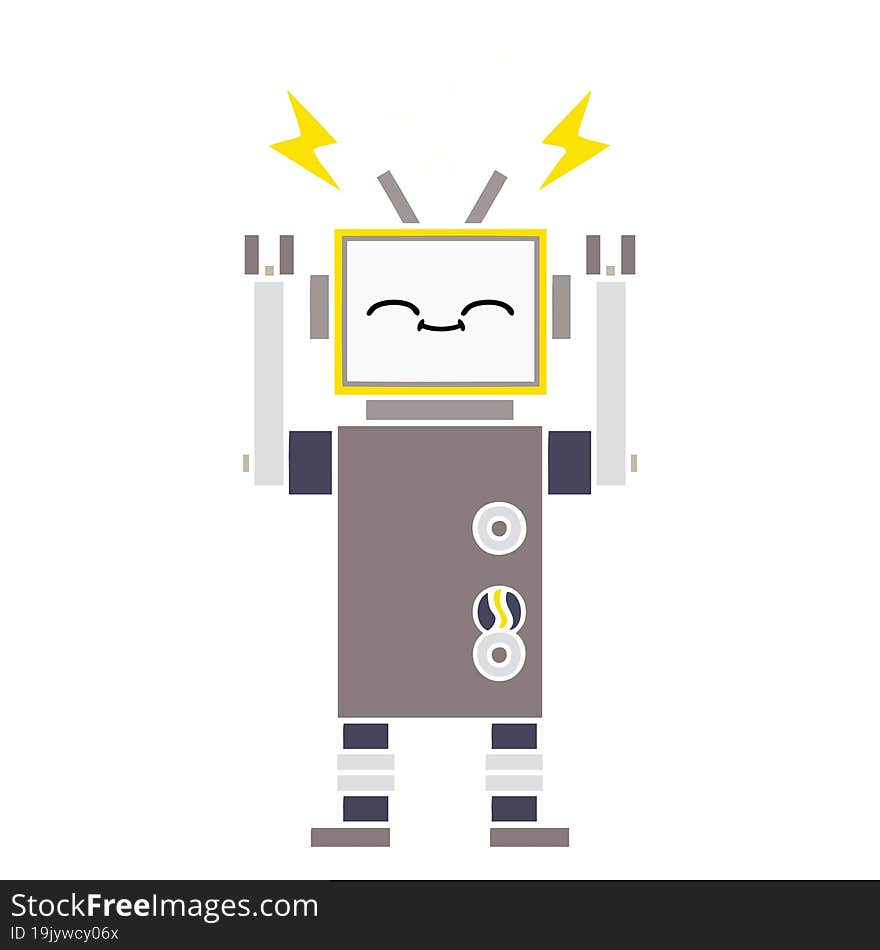 flat color retro cartoon of a robot