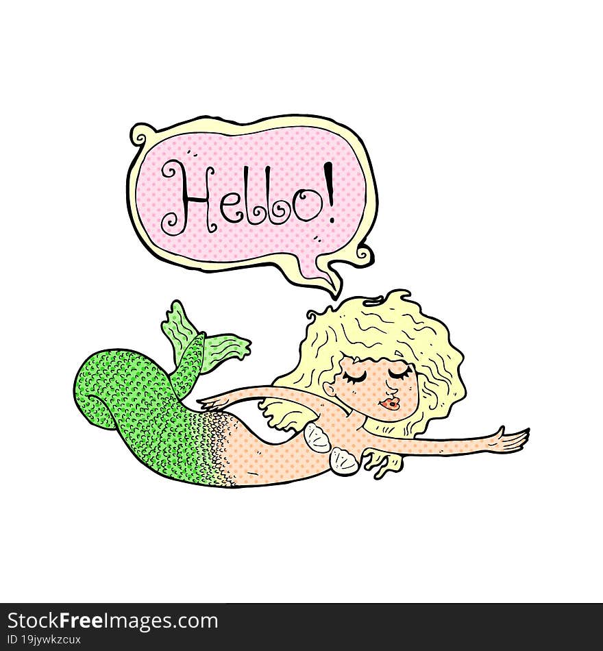 cartoon mermaid saying hello