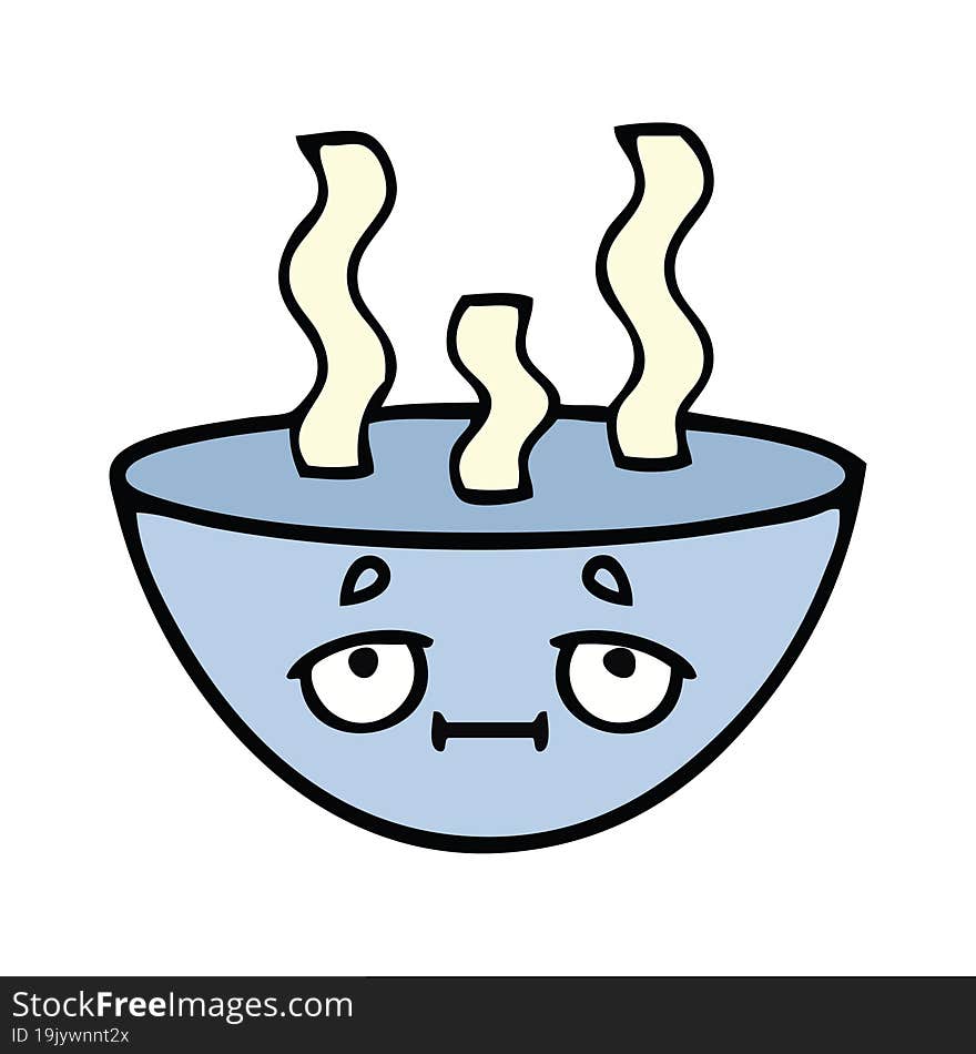 cute cartoon of a bowl of hot soup