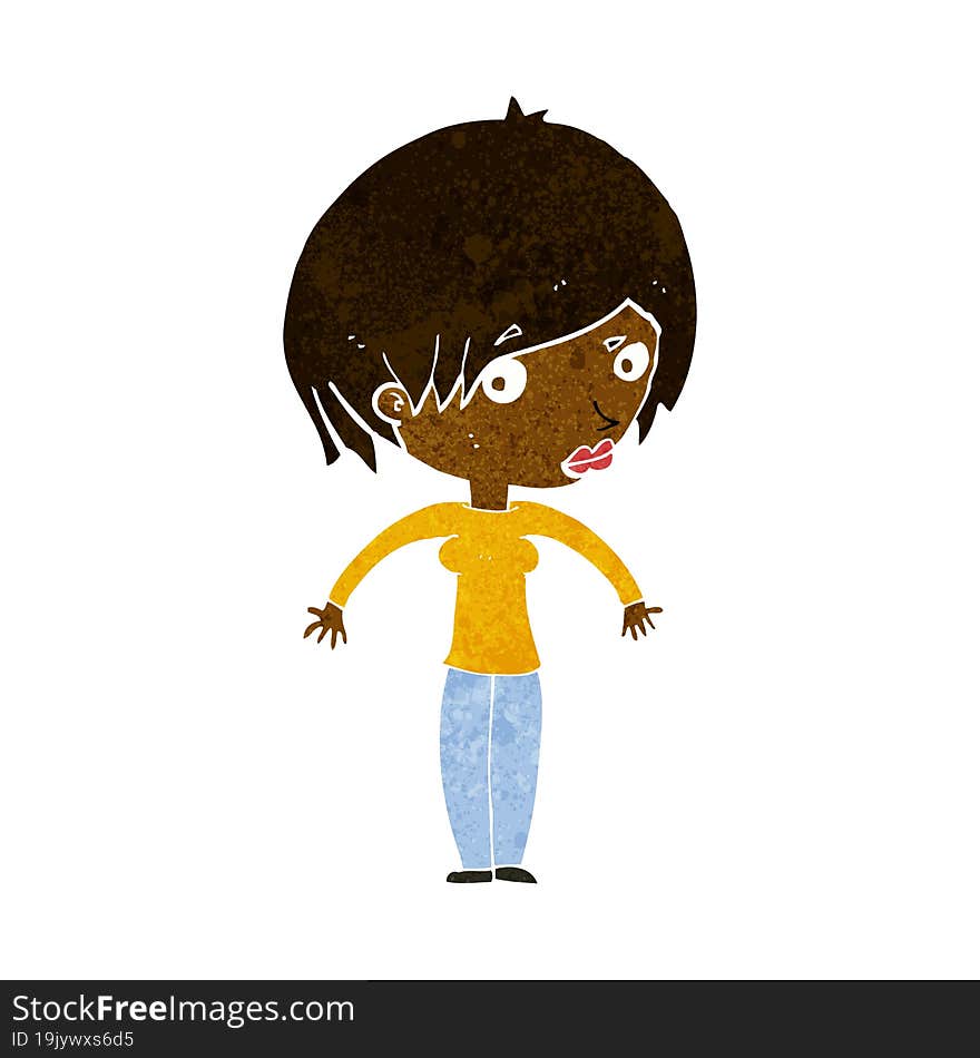 cartoon woman shrugging