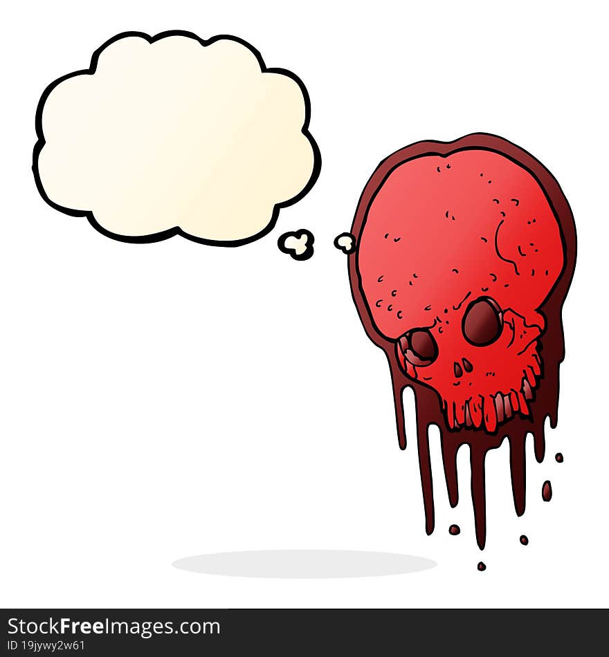 cartoon scary skull with thought bubble