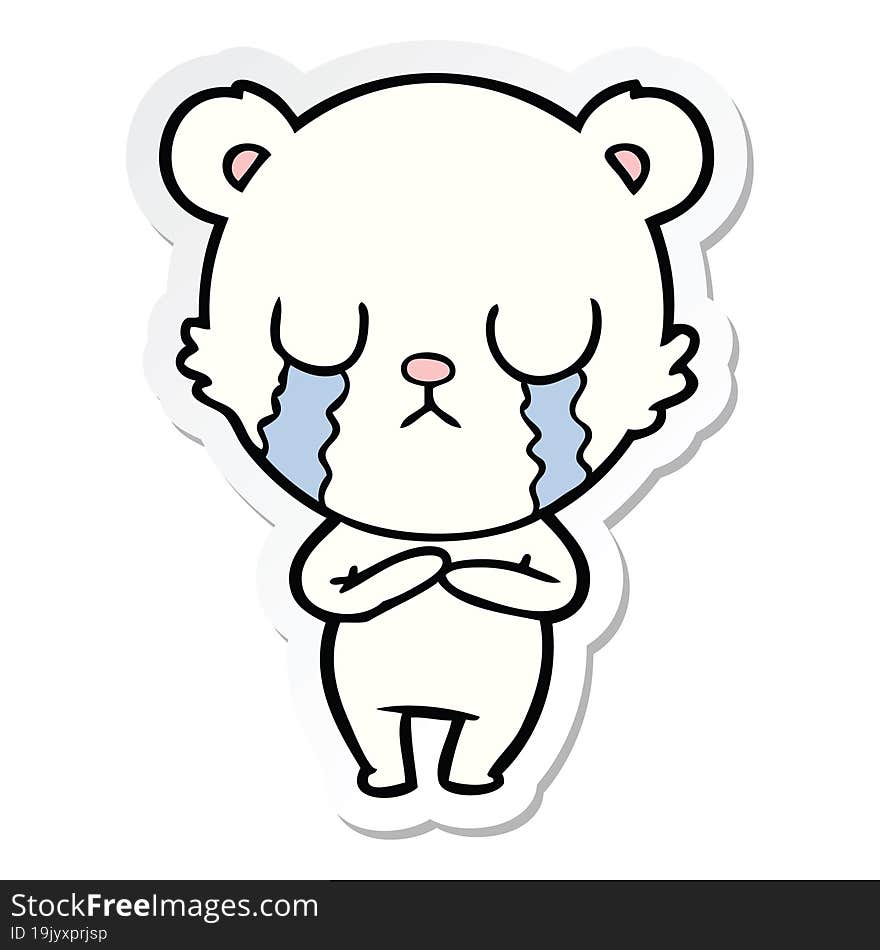 sticker of a crying polar bear cartoon