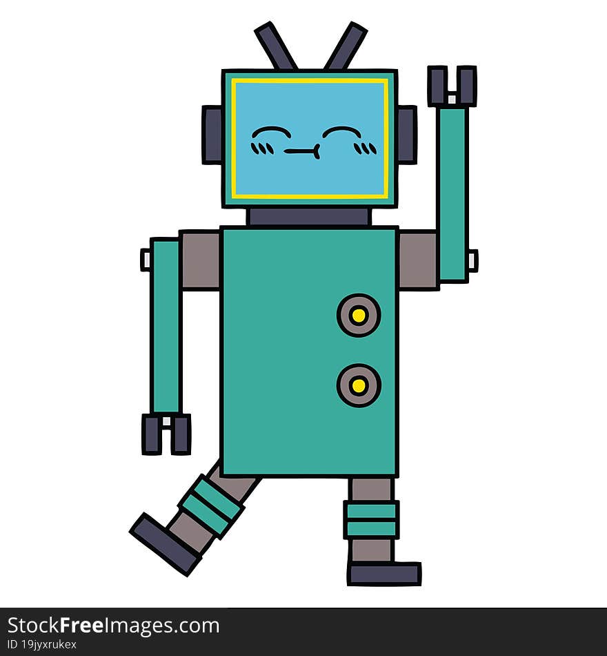 cute cartoon happy robot