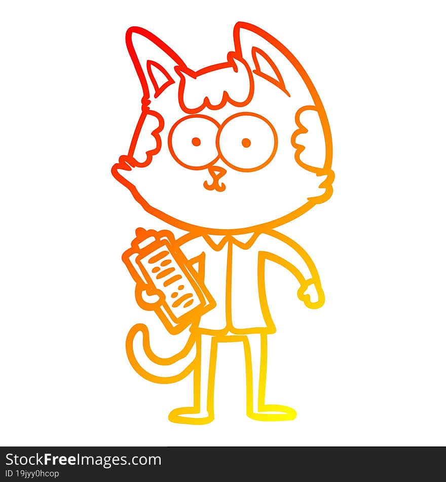 warm gradient line drawing happy cartoon salesman cat