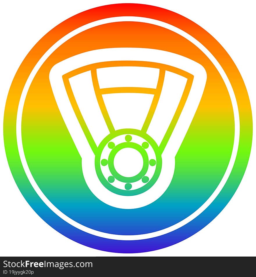 medal award circular in rainbow spectrum