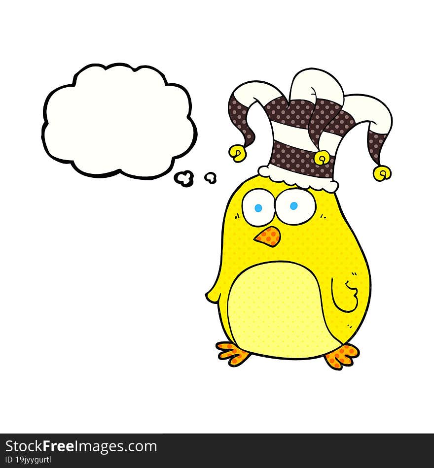 freehand drawn thought bubble cartoon funny bird