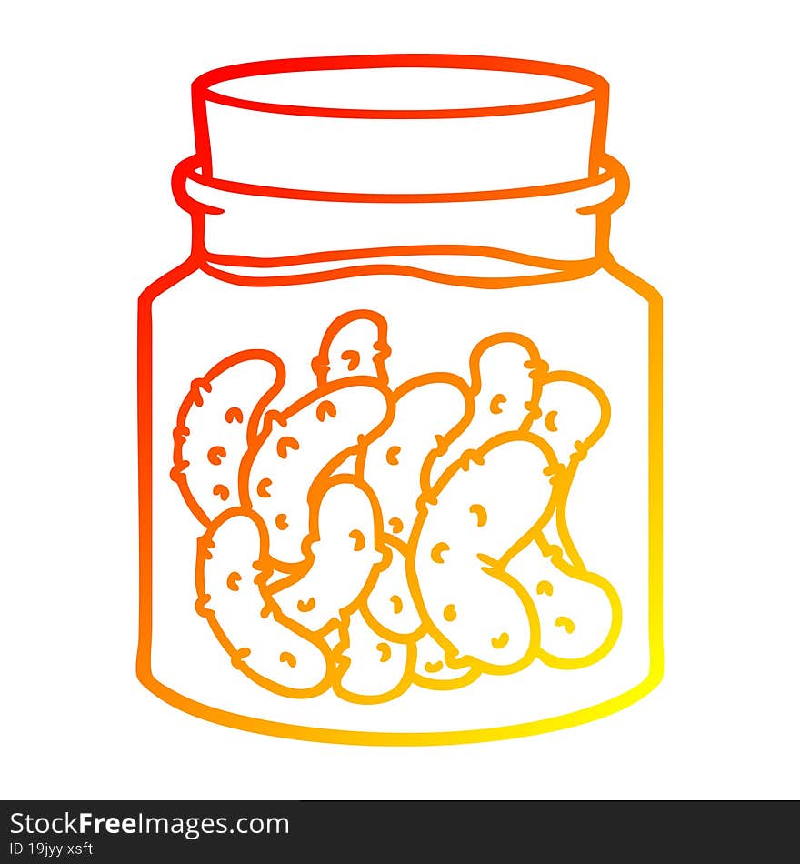 Warm Gradient Line Drawing Cartoon Pickled Gherkins