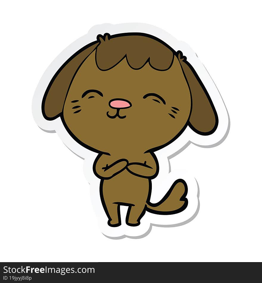 Sticker Of A Happy Cartoon Dog