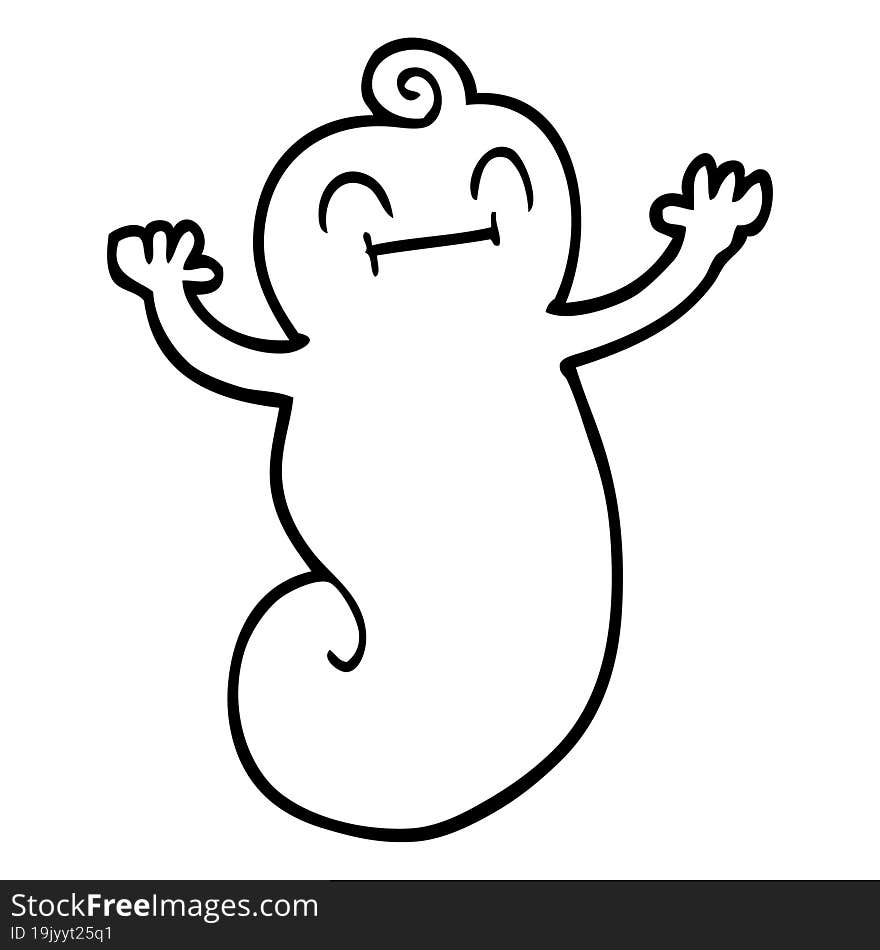 Black And White Cartoon Happy Ghost