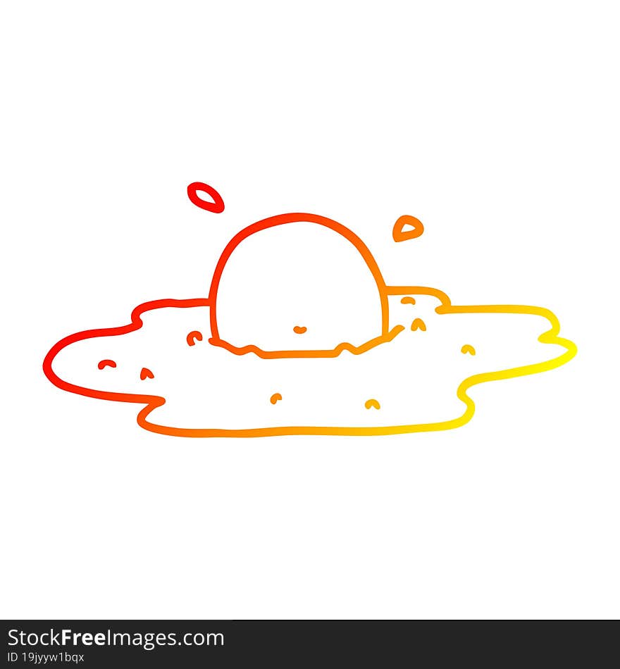 warm gradient line drawing of a cartoon fried egg