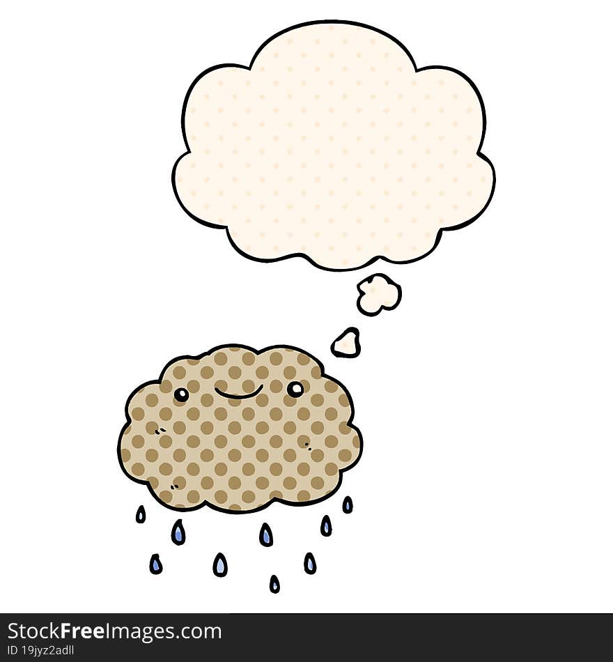 cartoon cloud and thought bubble in comic book style