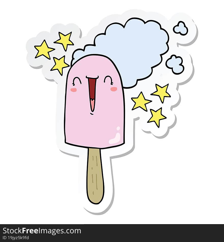 sticker of a cute cartoon ice lolly