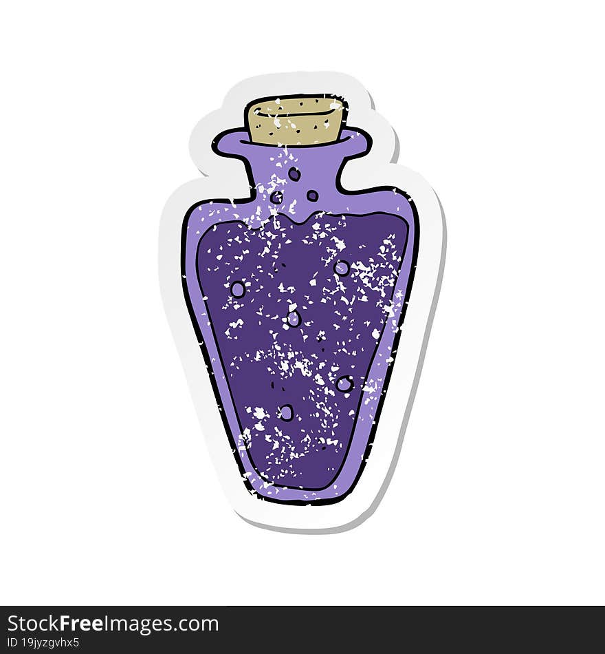 retro distressed sticker of a cartoon potion