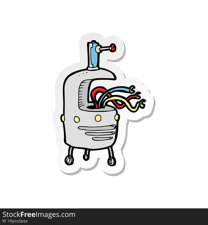 Sticker Of A Cartoon Weird Robot