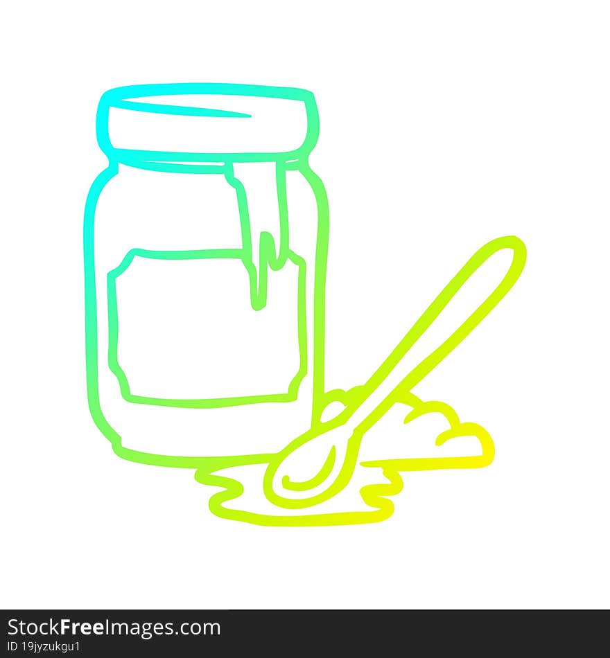 cold gradient line drawing of a jar of honey