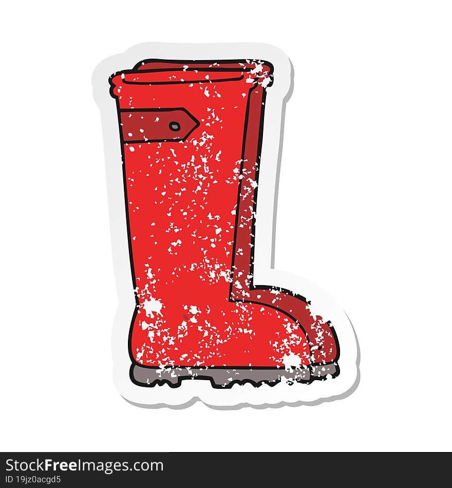 distressed sticker of a cartoon wellington boots