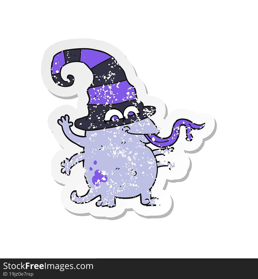 retro distressed sticker of a cartoon halloween alien