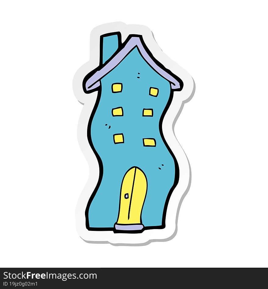 sticker of a cartoon house doodle