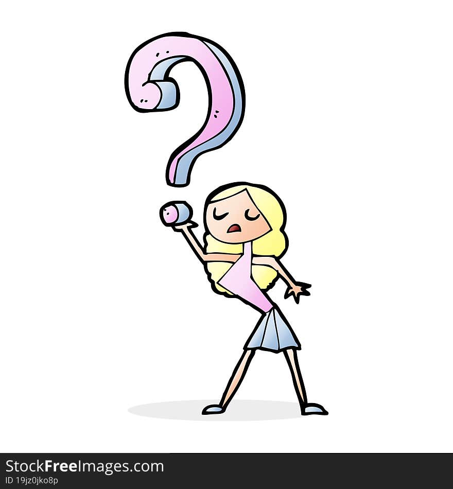 cartoon girl with questions