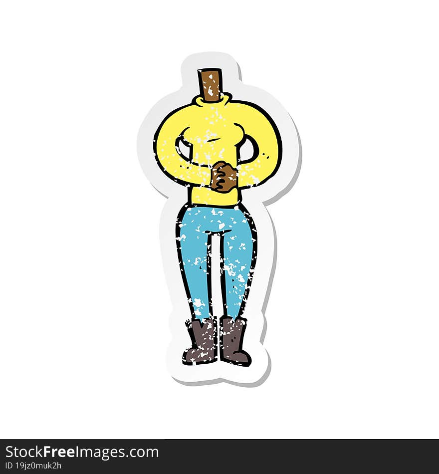 retro distressed sticker of a cartoon female body