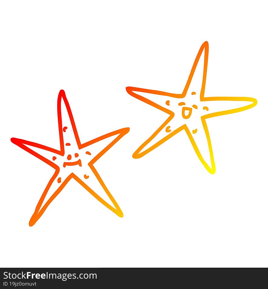 Warm Gradient Line Drawing Cartoon Star Fish