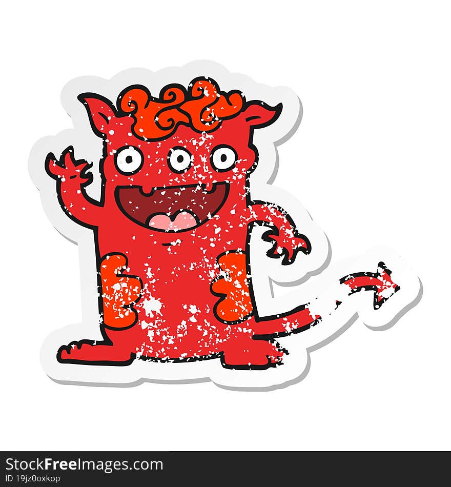 distressed sticker of a cartoon halloween monster