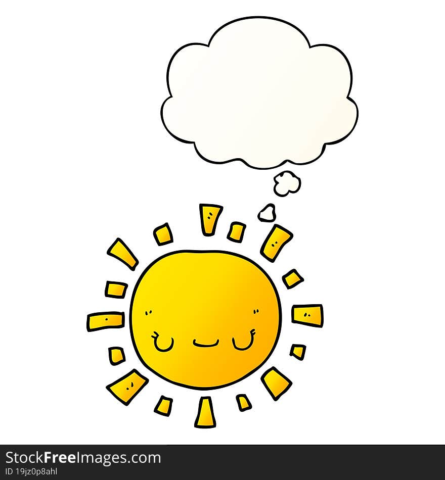 Cartoon Sun And Thought Bubble In Smooth Gradient Style