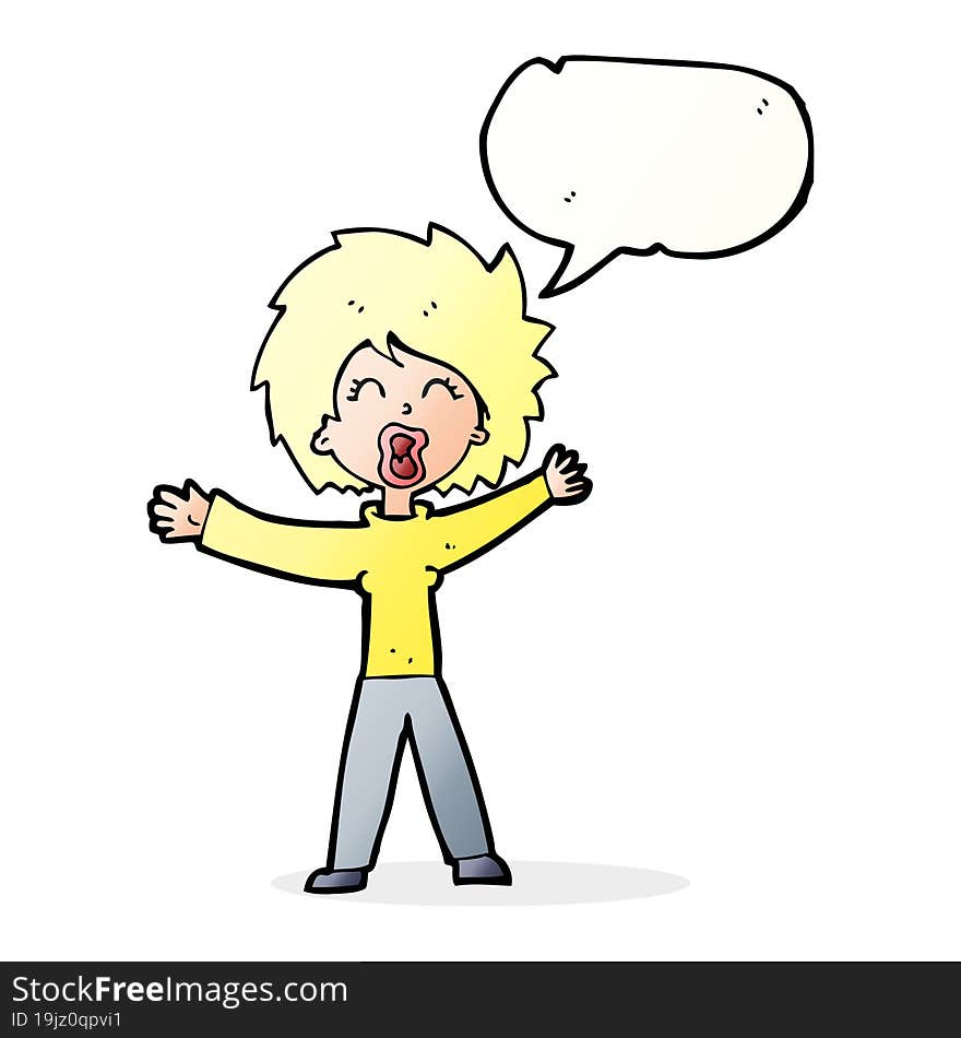 cartoon woman shouting with speech bubble