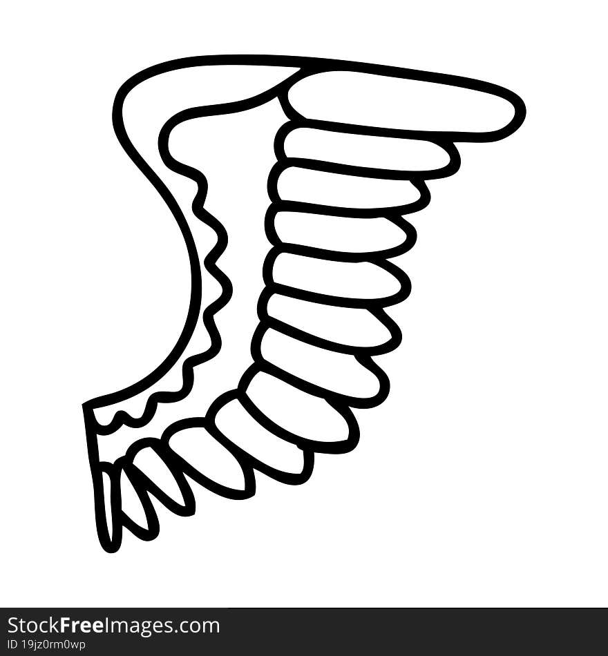 tattoo in black line style of a wing. tattoo in black line style of a wing