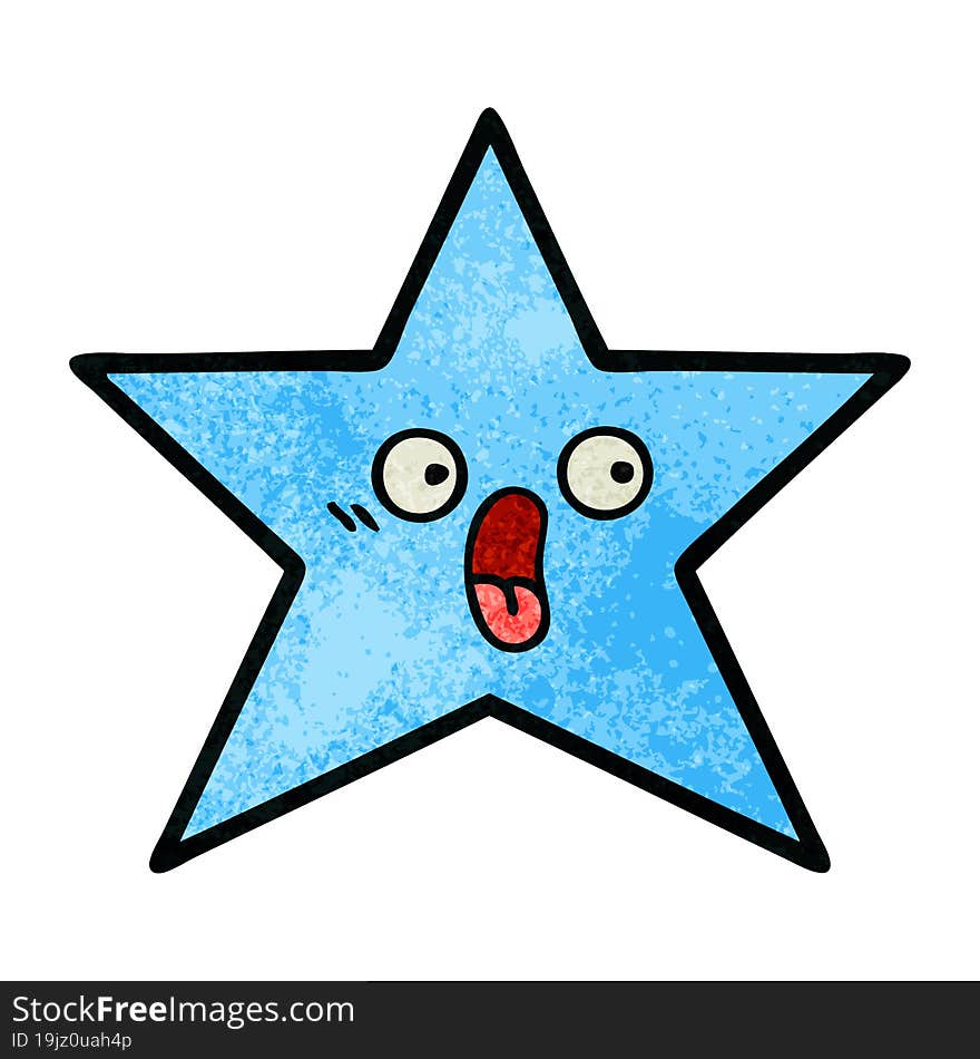 Retro Grunge Texture Cartoon Star Fish