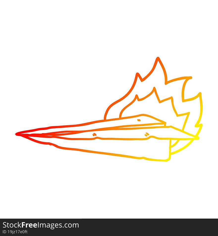 Warm Gradient Line Drawing Cartoon Burning Paper Airplane