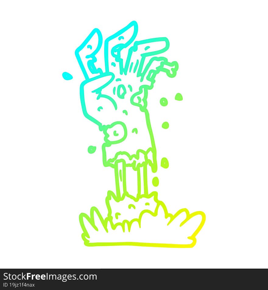 cold gradient line drawing spooky zombie hand cartoon