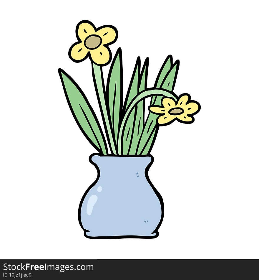 cartoon flowers in vase. cartoon flowers in vase