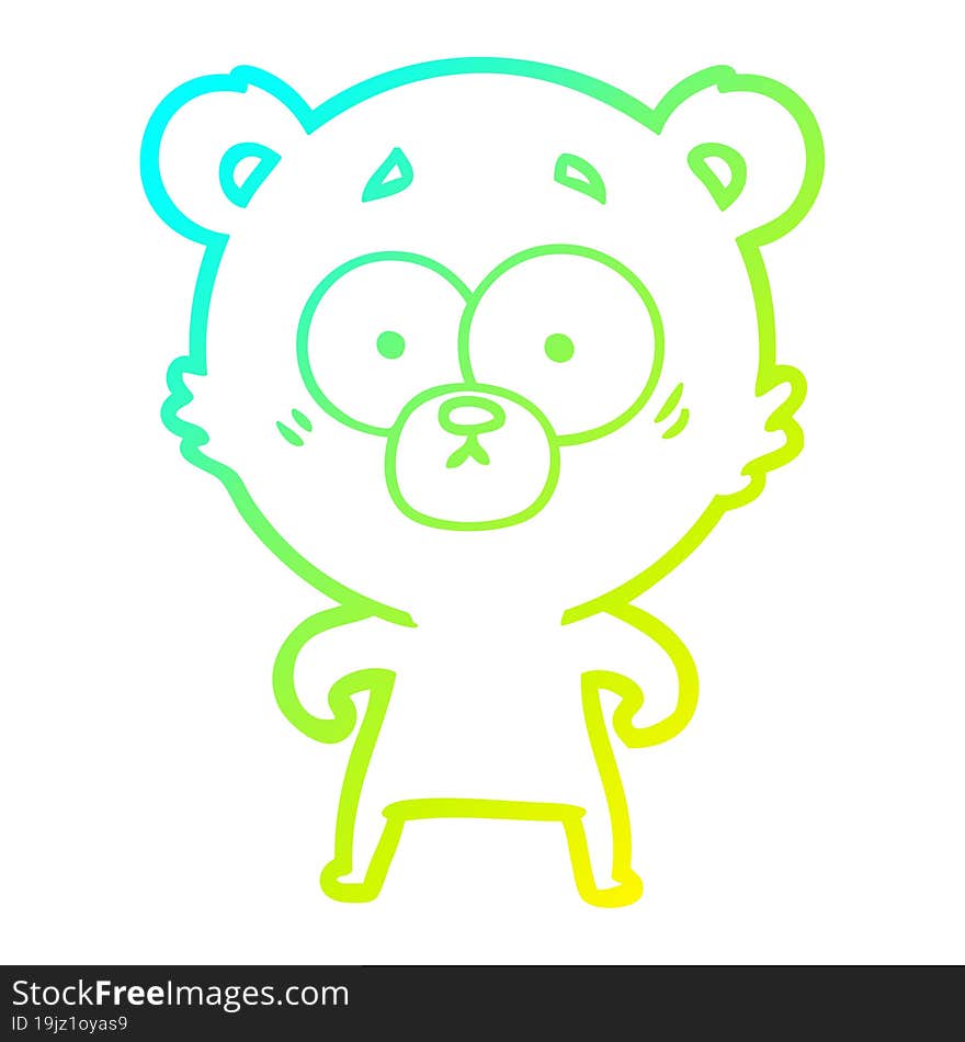 Cold Gradient Line Drawing Surprised Bear Cartoon