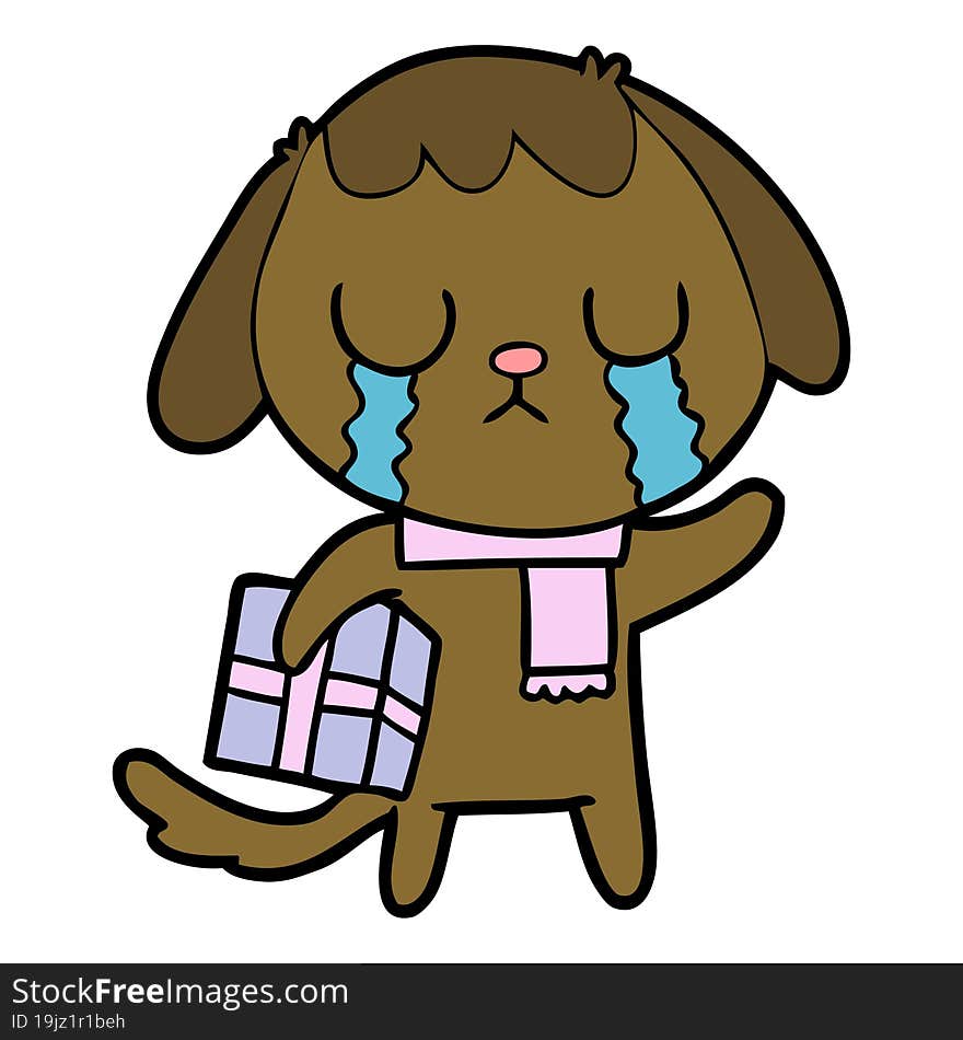 cute cartoon dog crying. cute cartoon dog crying