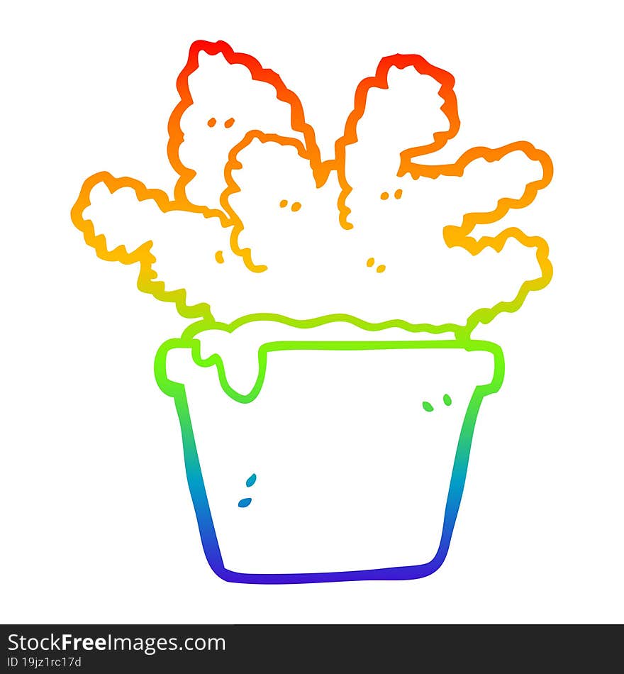 rainbow gradient line drawing cartoon house plant