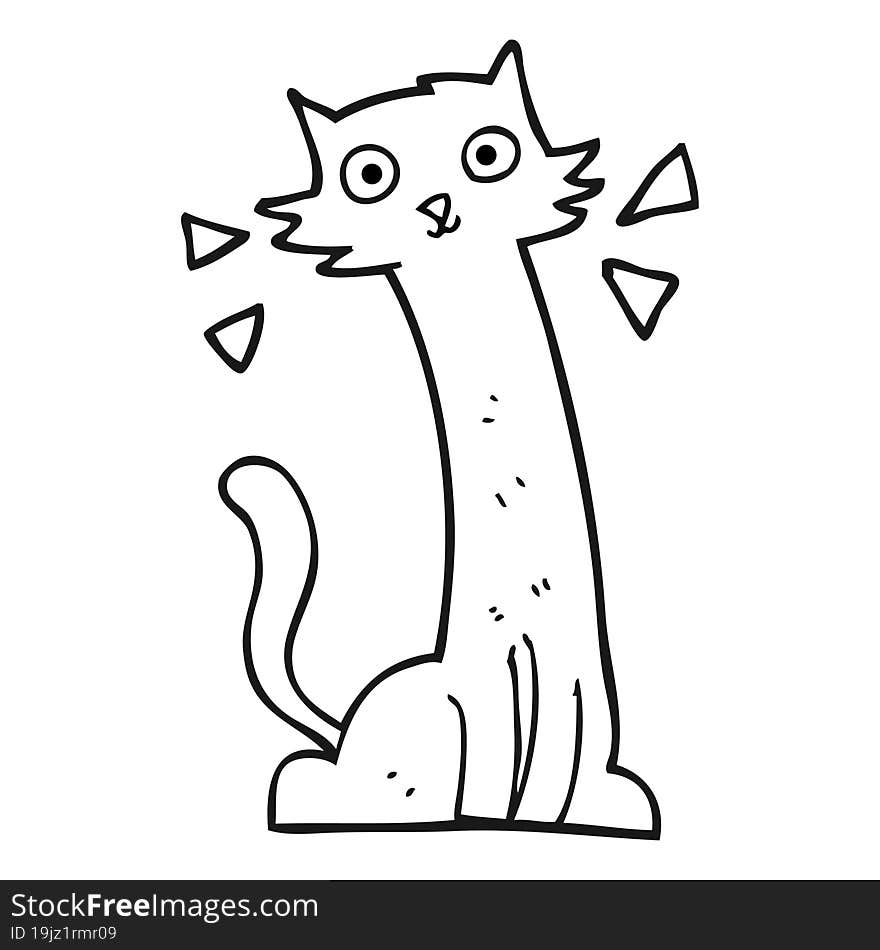 Black And White Cartoon Cat