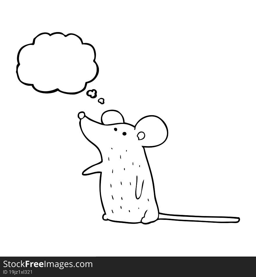 freehand drawn thought bubble cartoon mouse