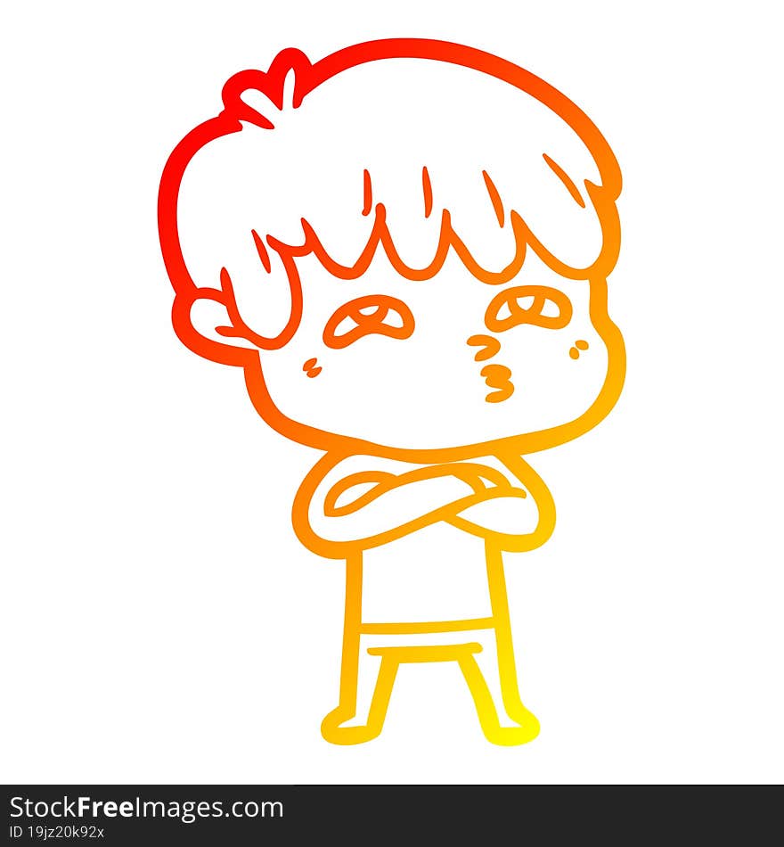 Warm Gradient Line Drawing Cartoon Curious Man