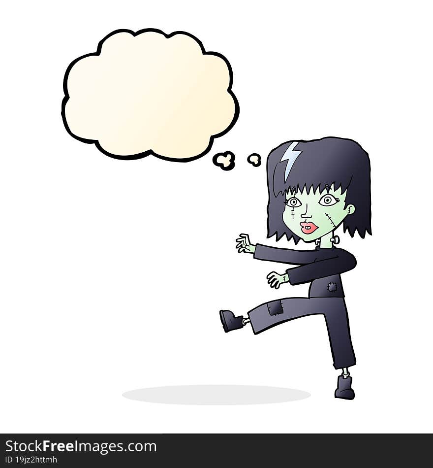 cartoon zombie girl with speech bubble