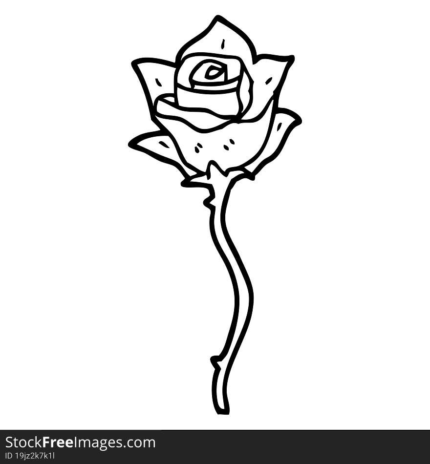 line drawing cartoon red rose