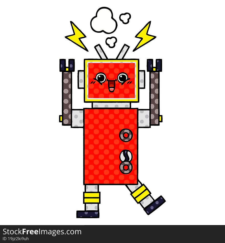 Comic Book Style Cartoon Robot