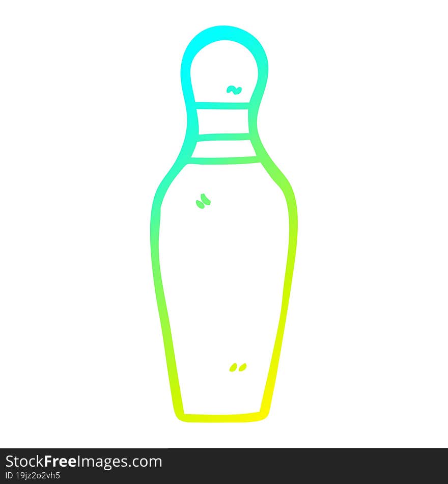 cold gradient line drawing cartoon bowling pin