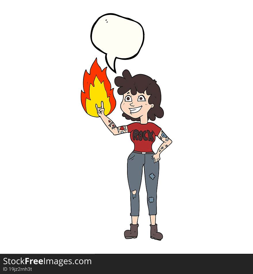 freehand drawn speech bubble cartoon rock girl