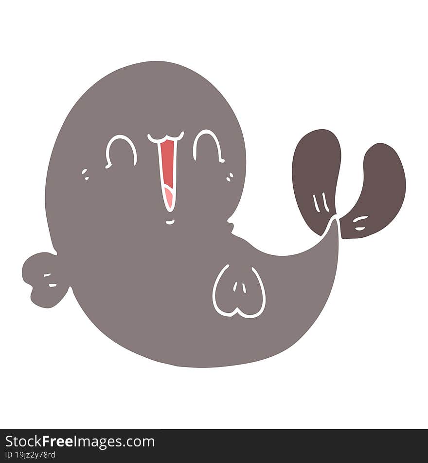 cute flat color style cartoon whale