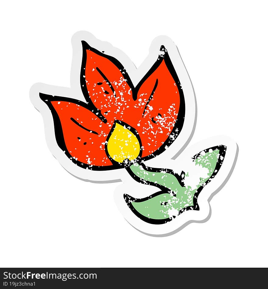 Retro Distressed Sticker Of A Cartoon Flower